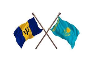 Barbados versus Kazachstan twee land vlaggen foto