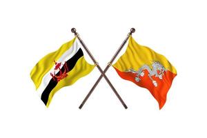Brunei versus Bhutan twee land vlaggen foto