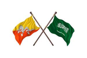 Bhutan versus saudi Arabië twee land vlaggen foto