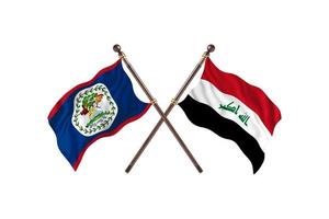 Belize versus Irak twee land vlaggen foto