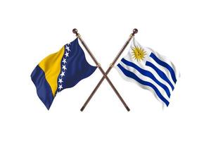 Bosnië versus Uruguay twee land vlaggen foto