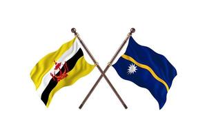 Brunei versus nauru twee land vlaggen foto