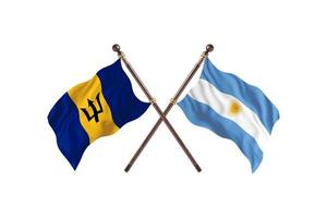 Barbados versus Argentinië twee land vlaggen foto