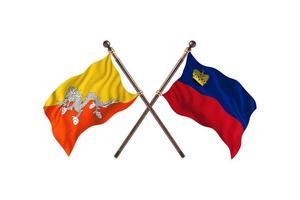Bhutan versus Liechtenstein twee land vlaggen foto