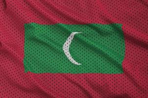Maldiven vlag gedrukt Aan een polyester nylon- sportkleding maas fabri foto