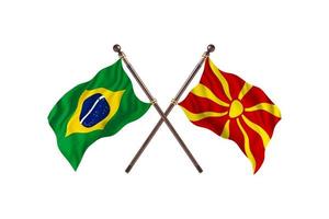 Brazilië versus Macedonië twee land vlaggen foto