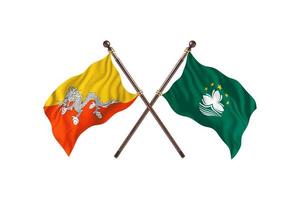 Bhutan versus macau twee land vlaggen foto