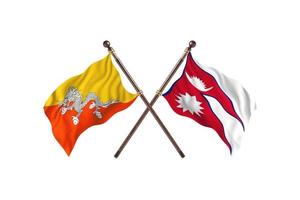 Bhutan versus Nepal twee land vlaggen foto