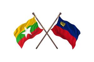 Birma versus Liechtenstein twee land vlaggen foto