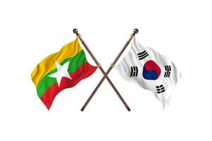 Birma versus zuiden Korea twee land vlaggen foto