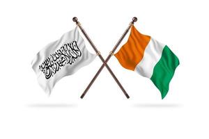 Islamitisch emiraat van afghanistan versus cote d'ivoire twee land vlaggen foto