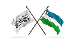 Islamitisch emiraat van afghanistan versus Oezbekistan twee land vlaggen foto