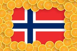 Noorwegen vlag in vers citrus fruit plakjes kader foto