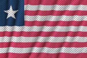 Liberia vlag gedrukt Aan een polyester nylon- sportkleding maas kleding stof foto