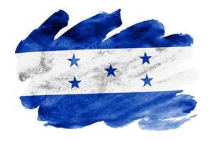 Honduras vlag is afgebeeld in vloeistof waterverf stijl geïsoleerd Aan wit achtergrond foto
