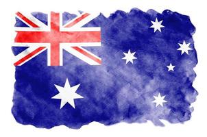 Australië vlag is afgebeeld in vloeistof waterverf stijl geïsoleerd Aan wit achtergrond foto