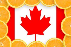 Canada vlag in vers citrus fruit plakjes kader foto