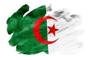 Algerije vlag is afgebeeld in vloeistof waterverf stijl geïsoleerd Aan wit achtergrond foto