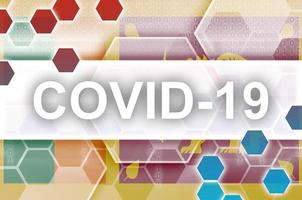 sri lanka vlag en futuristische digitaal abstract samenstelling met covid-19 inscriptie. coronavirus het uitbreken concept foto