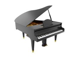 realistisch zwart groots piano, musical instrument. 3d weergave. icoon Aan wit achtergrond. foto