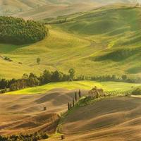 uitzicht op het platteland in het landschap van Toscane van Pienza, Italië foto