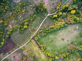 bergop geplaveid weg tussen natuur foto