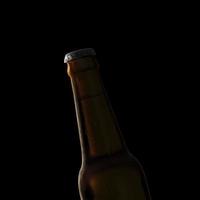 silhouet van bruin bier fles. 3d geven foto