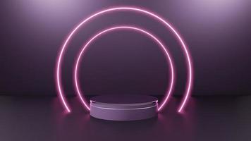 3d Product backdrop met Scherm cirkel neon podium foto