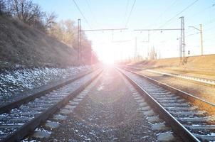 winter spoorweg landschap foto