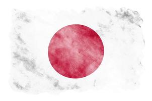 Japan vlag is afgebeeld in vloeistof waterverf stijl geïsoleerd Aan wit achtergrond foto