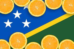 Solomon eilanden vlag in citrus fruit plakjes horizontaal kader foto