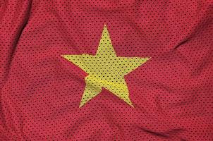 Vietnam vlag gedrukt Aan een polyester nylon- sportkleding maas kleding stof foto