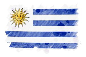Uruguay vlag is afgebeeld in vloeistof waterverf stijl geïsoleerd Aan wit achtergrond foto