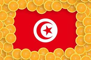 Tunesië vlag in vers citrus fruit plakjes kader foto
