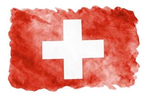 Zwitserland vlag is afgebeeld in vloeistof waterverf stijl geïsoleerd Aan wit achtergrond foto
