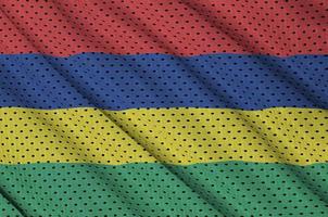 Mauritius vlag gedrukt Aan een polyester nylon- sportkleding maas fabr foto