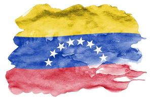 Venezuela vlag is afgebeeld in vloeistof waterverf stijl geïsoleerd Aan wit achtergrond foto