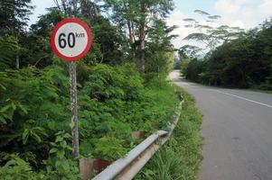 tekens Aan de beperkt snelheid snelweg 60km foto