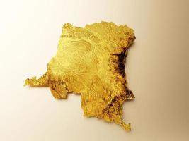 Congo kaart gouden metaal kleur hoogte kaart achtergrond 3d illustratie foto