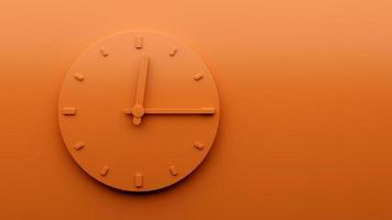 minimaal oranje klok 12 15 vijftien Verleden twaalf uur abstract minimalistische muur klok 3d illustratie foto