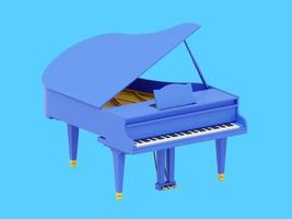 blauw groots piano, musical instrument. 3d weergave. icoon Aan blauw achtergrond. foto