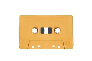 oranje retro bespotten omhoog cassette plakband geïsoleerd Aan wit achtergrond met knipsel pad foto