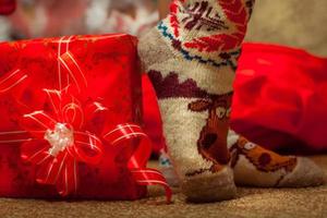 dichtbij omhoog grappig Kerstmis sokken foto