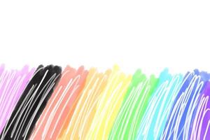 tekening van regenboog kleuren met teksten 'Vrolijk trots maand 2023', concept voor lgbtqai gemeenschap vieringen in trots maand in de omgeving van de wereld. foto