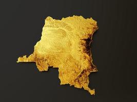 Congo kaart gouden metaal kleur hoogte kaart achtergrond 3d illustratie foto