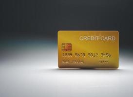 bespotten credit kaart geïsoleerd Aan licht en schaduw achtergrond. boodschappen doen concept. zonder contant geld uitgeven concept foto