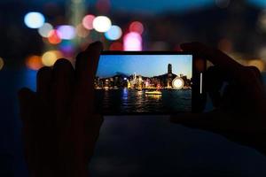 nemen afbeelding van de nacht hong Kong stad. foto