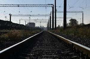 ochtend- spoorweg landschap foto