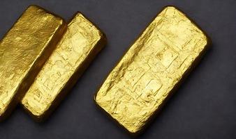 goud ingots. stack van goud bars, financieel concepten. foto