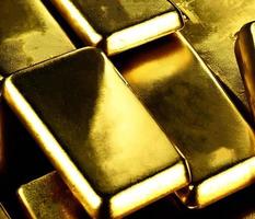 goud ingots. stack van goud bars, financieel concepten. foto